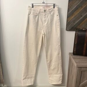 LC Lauren Conrad Women's Super High Rise Straight Leg Cream Jeans
